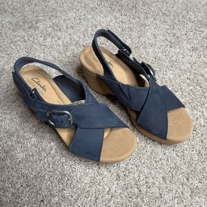 Clarks Giselle Dove Buckle Wedges